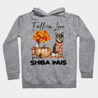 Fall In Love With Shiba Inus Fall Pumpkin Thanksgiving Hoodie